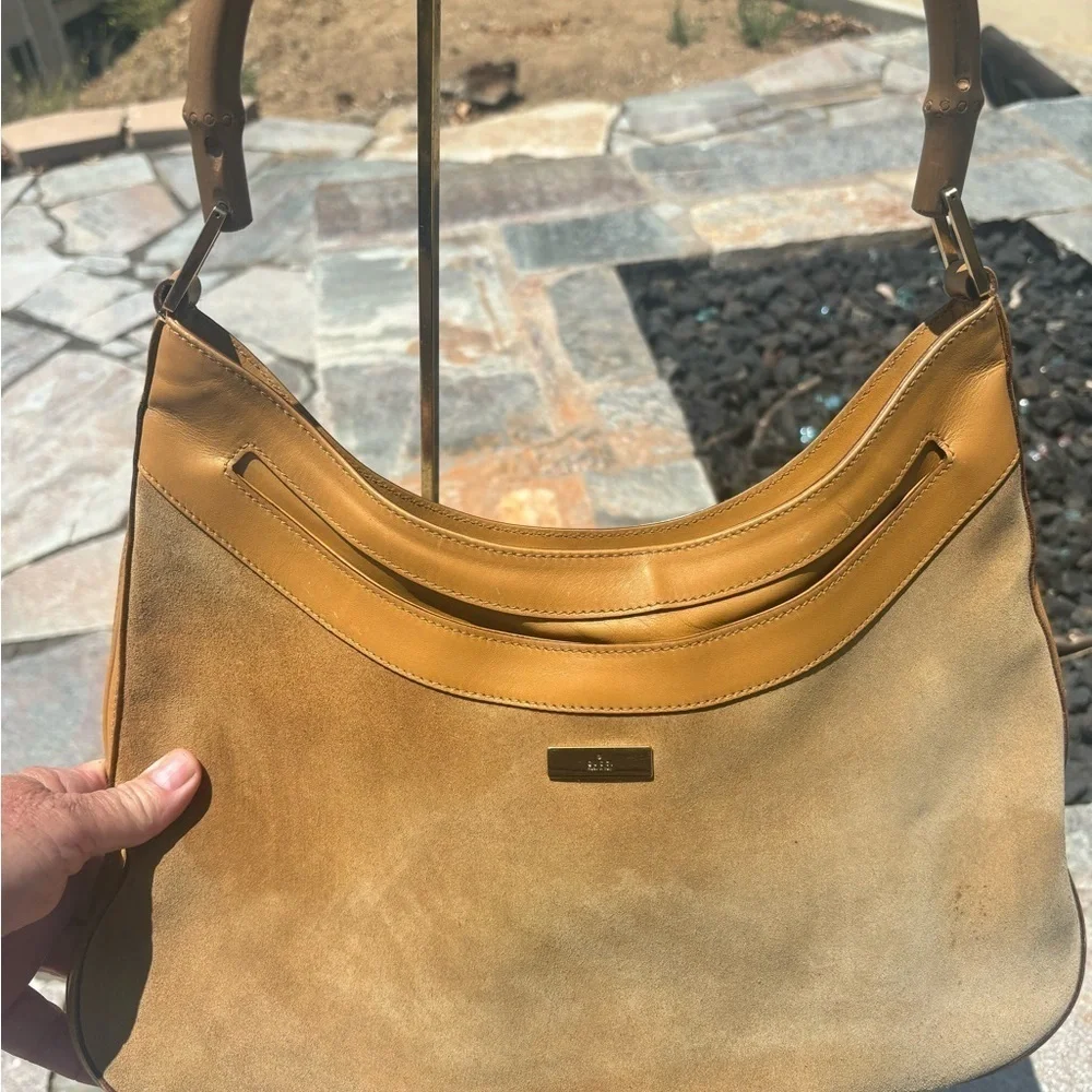 Gucci Brown Bamboo Handle Hobo Bag
